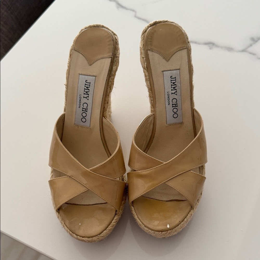 Jimmy Choo Beige Espadrille Wedges